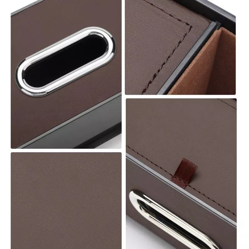 Leather Car Storage Box with Tissue Holder Leather Car Storage Box with Tissue Holder