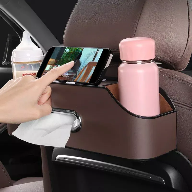 Leather Car Storage Box with Tissue Holder Leather Car Storage Box with Tissue Holder