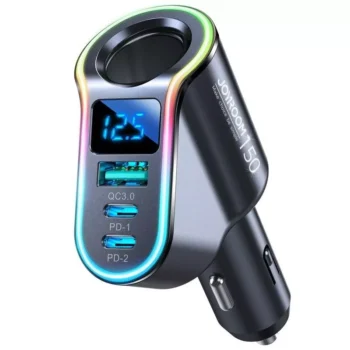 150W 4-in-1 Fast Car Charger with USB & Cigarette Lighter Splitter