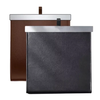 Luxury Waterproof Leather Car Trash Bin – Easy Install, Space-Saving & Magnetic Closure