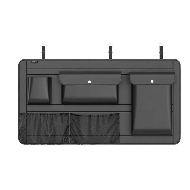 High-Capacity Leather Car Storage Organizer for Backseat & Trunk – Black