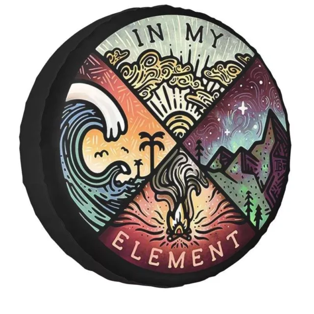 Surf-Inspired Vanlife Spare Wheel Cover for All-Terrain Vehicles 14″-17″
