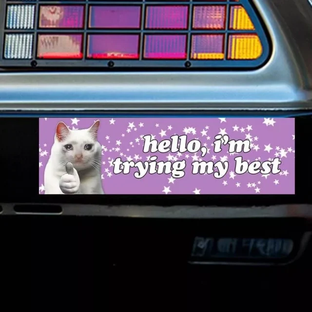 Funny “Hello, I’m Trying My Best” Cartoon Car Decals