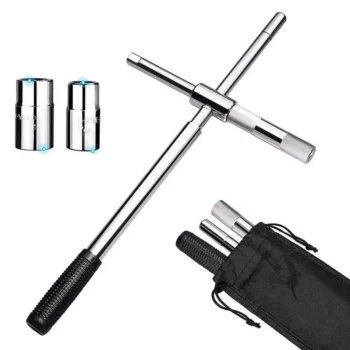 25″ Universal Telescoping Tire Lug Nut Wrench with Dual Sockets and Storage Bag
