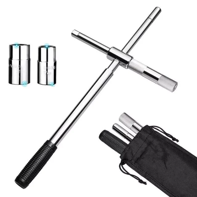 25″ Universal Telescoping Tire Lug Nut Wrench with Dual Sockets and Storage Bag