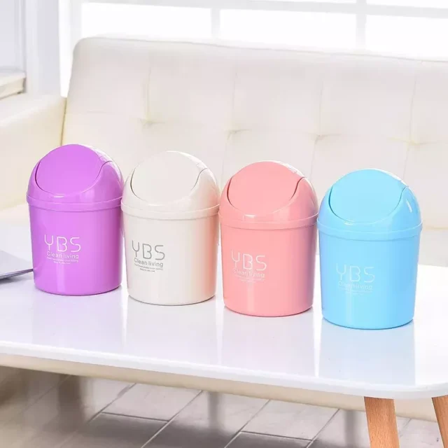 Compact Rolling Lid Mini Trash Bin – Portable Garbage Can for Car & Desk
