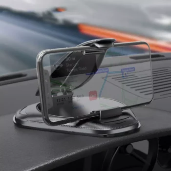 Universal Dashboard & Armrest Car Phone Mount – Sleek Black ABS Holder