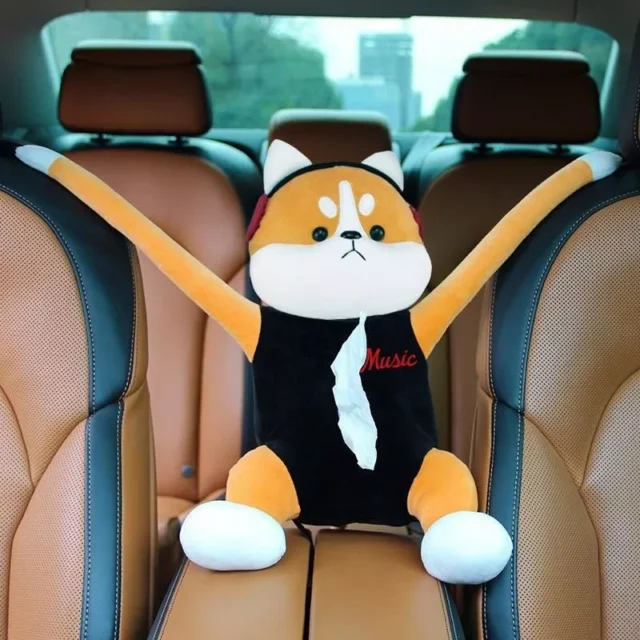 Cute Cartoon Car Tissue Holder – Sun Visor & Armrest Compatible