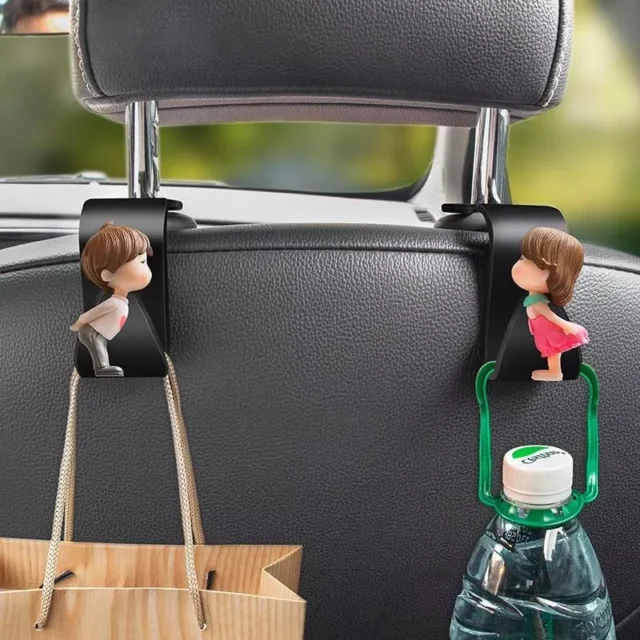 Cute Cartoon Car Seat Back Hooks – 2Pcs, Universal Rear Seat Hanger for Storage