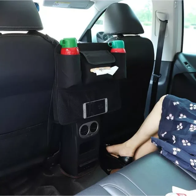 Sleek Black Car Handbag Holder – Front Seat Gap Organizer and Storage Solution