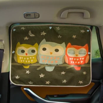Cute Cartoon Linen Car Sun Shade Curtain for Windshield and Side Windows – 70cm x 50cm