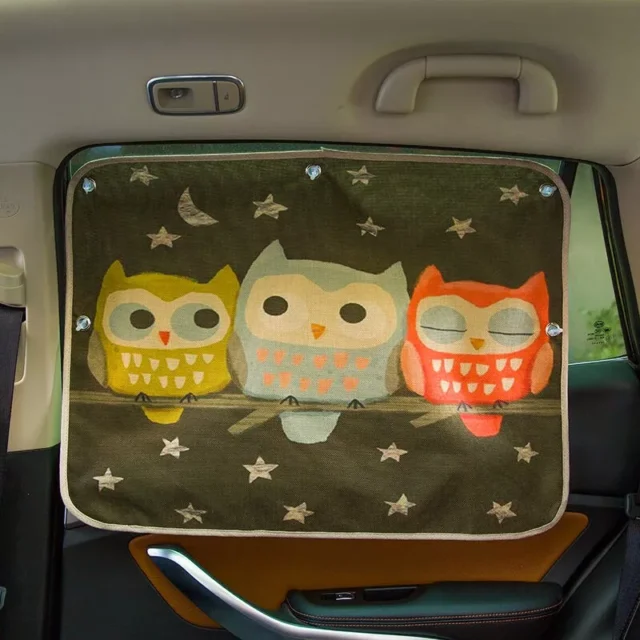 Cute Cartoon Linen Car Sun Shade Curtain for Windshield and Side Windows – 70cm x 50cm